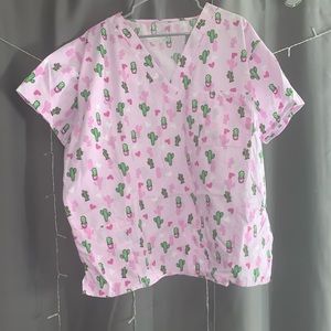 PINK CACTUS SCRUB TOP